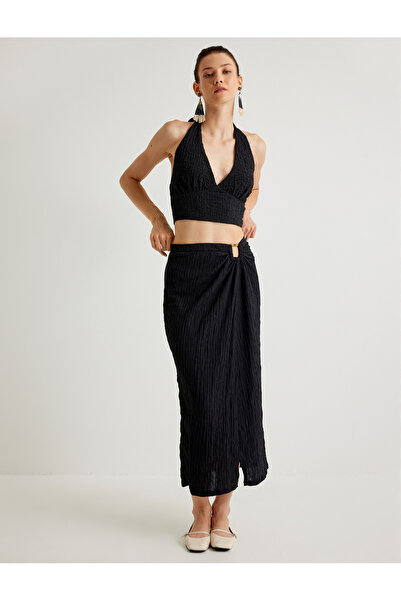 Koton Black Women's Midi Envelop Skirt