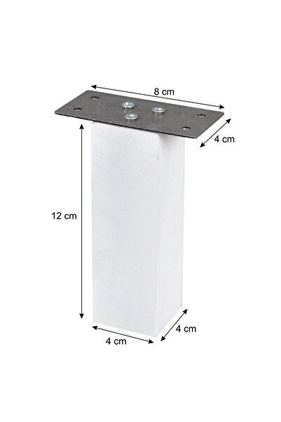 X-Perk Picioare din lemn de culoare albă pentru mobilier - scaun, canapea, masă de cafea și picioare dulap Lungime 12 cm lățime 4 cm