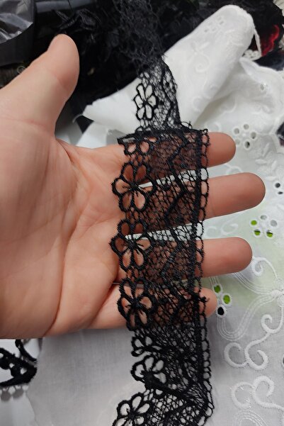 DUAYEN güpür dantel gün desen kenar 1 metre siyah
