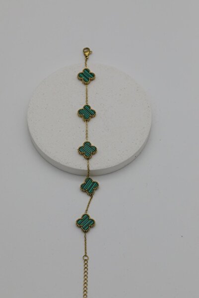 Inure Jewelry Green Clover Steel Bracelet - Ideal for a Gift
