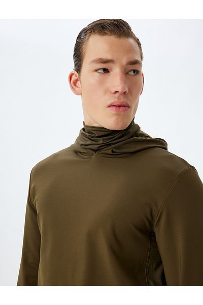 Koton Kt - Sports Sweatshirt Hooded Raster Soft Button Long Sleeve