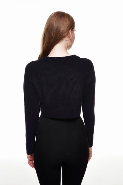 Quzu Crop Knitwear Sweater