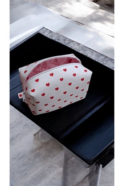 deep love Geantă de machiaj cu model de inimă - Dimensiune mare