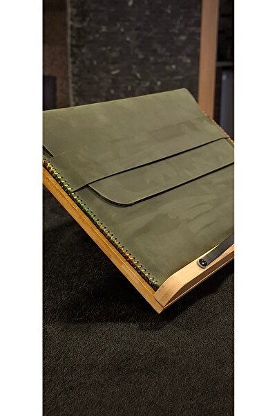 MAT Deri Green MacBook Bag MacBook Air 13 Compatible Genuine Leather Handmade Case M1 M2 M3 M4 MacBook Bag