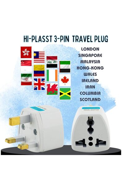 Derwell Evrensel 3Pin İngiltere HK AC Seyahat Priz abd/ab/AU İngiltere/HK 3 Pin Fiş dönüştürücü Piriz Beyaz