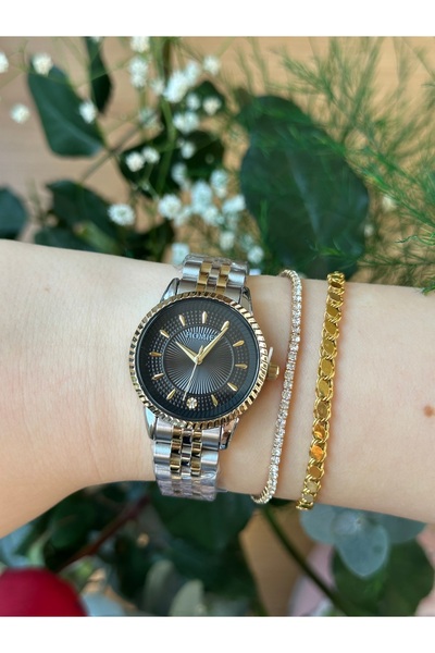 Homies ساعة يد نسائية يوبيل كوردون مزدوجة اللون ضمان سنتين ضد الماء