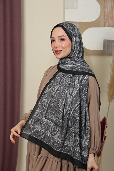 aldyoo Ρετρό έθνικ μοτίβο βαμβακερό σάλι μαύρο βιζόν (70X180CM)