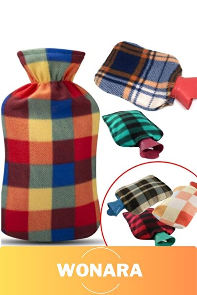 Wonara Premium Büyük Boy Polar Kılıflı Kauçuk Termofor Yıkanabilir Ağrı Rahatlatıcı Sıcak Su Torbası 2 Lt