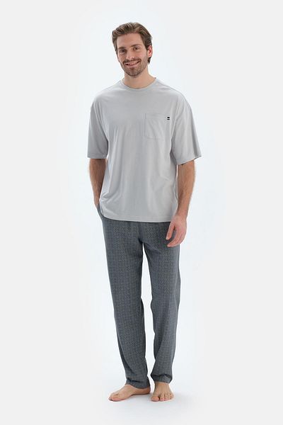 Dagi Σετ πιτζάμες σε γκρι Crew Neck Oversized Top Cotton Modal