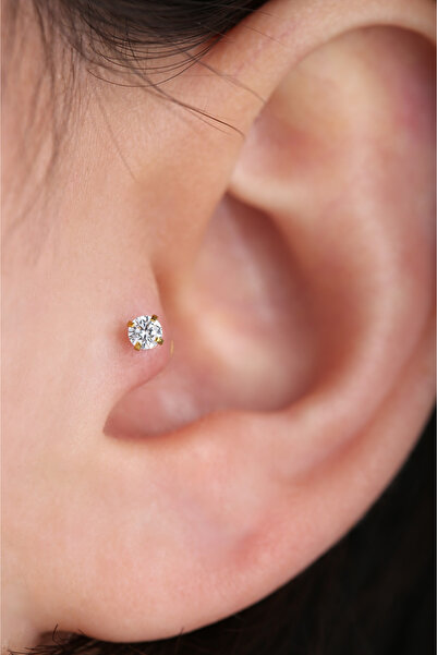 VLM AKSESUAR Taşlı Labret Tragus Helix Lobe Dudak Cerrahi Çelik Piercing