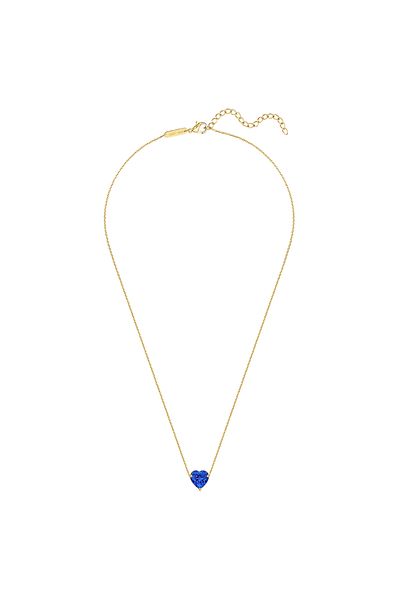 eastside Edelstahlhalskette Kette Mit Anhänger Edelstahl Gelbgold Zirkonia Blau