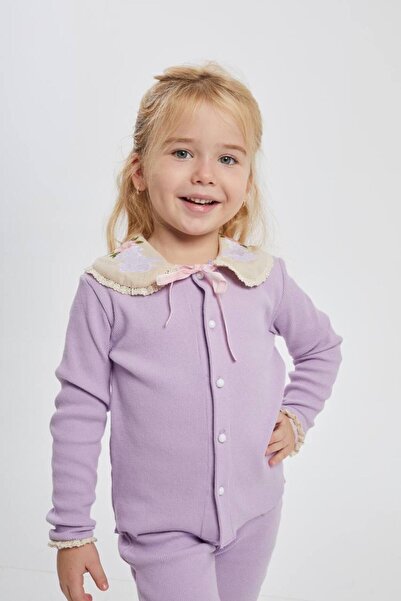 Caca Yakası Nakışlı Alt Üst Takım Kız Çocuk