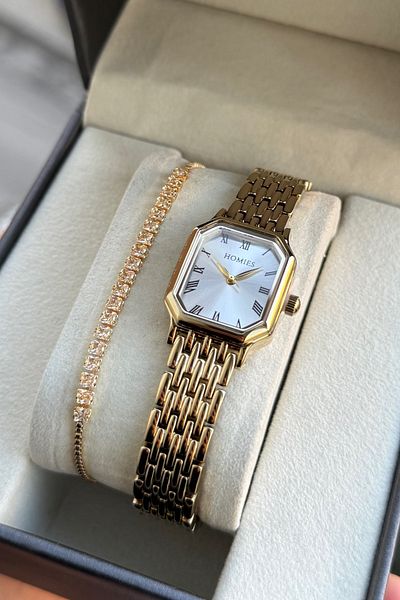 Homies Vintage Cut Women's Wristwatch - Small Case with Gift Box and Bracelet Hm 098753277