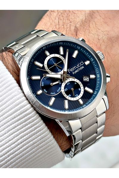 Ferrucci Function Steel Strap Silver Color Men's Wristwatch 3 Atm Water Resistant