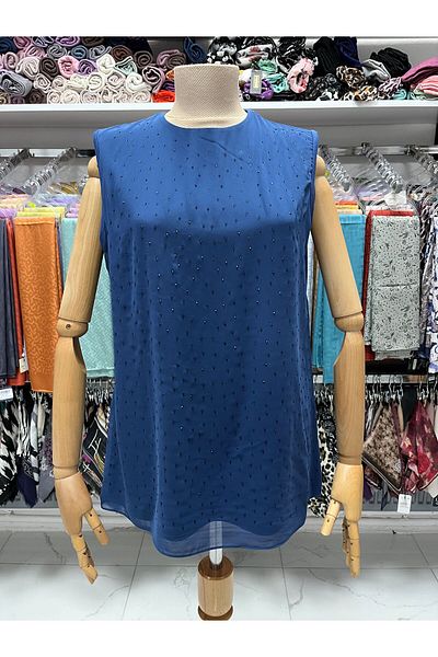 Zeynep Butik Efraze Front Stone Chiffon Detaliat Mătase Pieptănat Lenjerie Tunica 404 1649