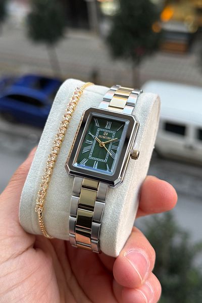 Homies Vintage Women's Wristwatch - Rectangle Case with Gift Box and Bracelet Hm 5332237