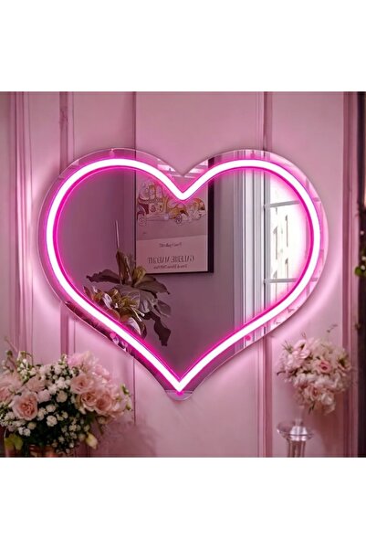 Home Decorations Kalp Neon Ayna (30x26)
