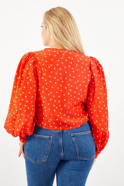Levi's Women V-neck Long Sleeves Top, Orange