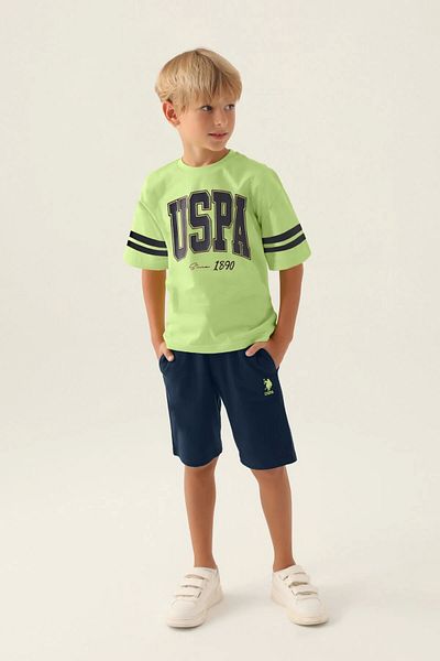 U.S. Polo Assn. Costum bermudă pentru băieți Sim Lime cu licență U.S. Polo Assn