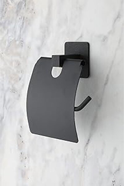 Best Alper Banyo Siyah Yapışkanlı Kapaklı Tuvalet Kağıtlığı Wc Kağıtlık Tuval...