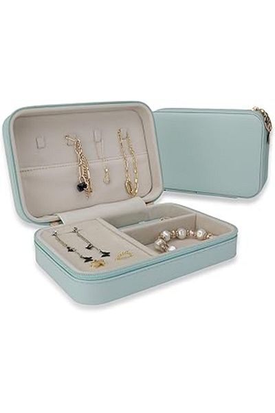 CALRADİA Baley Jewelry Jewelry Box - Necklace, Ring, Earring Organizer (Turquoise)