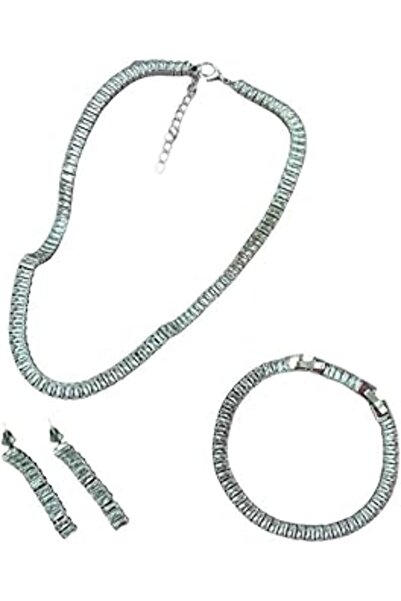 Ceet Markets Silver Color Waterway Very Stylish Baguette Necklace Earrings an...