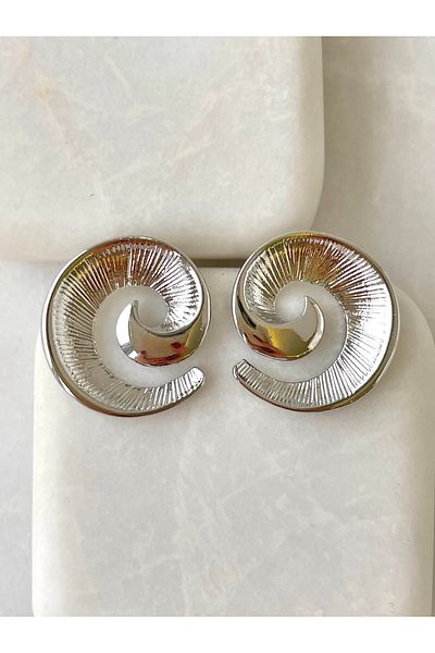 mos&more Silver Line Detailed Sparkle Stylish Women's Earrings