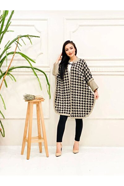 02Lady Fashion women's houndstooth patterned Poncho