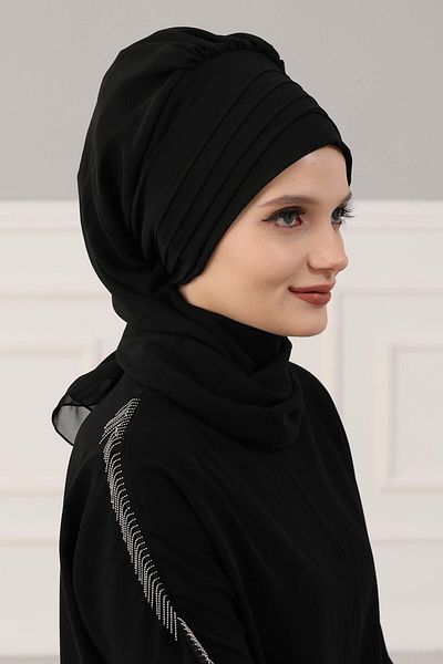Aisha's Design Cross Planting Scarf Design Chiffon Ready Turban,HT-48