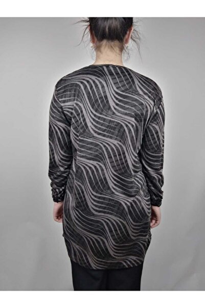 YAŞAR TRİKO Women's Brown Long Sleeve Crew Neck Elastic Wrist Lizy Oval Hem Tunic