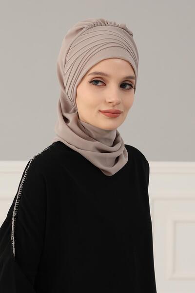 Aisha's Design Σχεδιασμός τουρμπάν με φουλάρι με χιαστί ράψιμο, σιφόν, HT-48, βιζόν