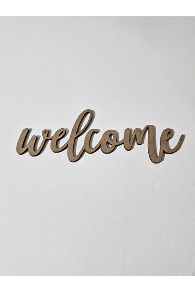 Sözen Home Design 3 Adet WELCOME Ahşap Yazı  3mm Ham Mdf 20 X 5 Cm