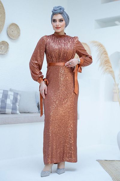 Neva Style Sequin Tile Hijab Evening Dress 4667Krmt