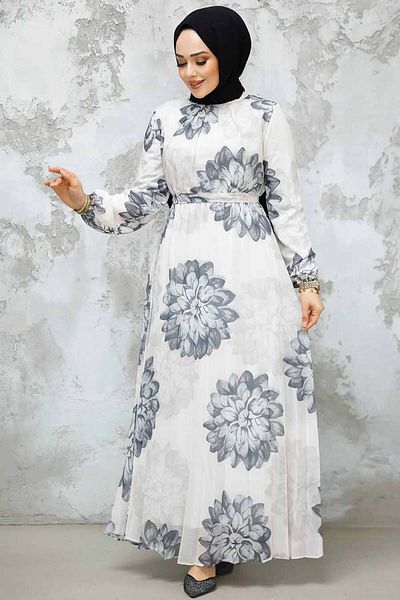 Neva Style Φόρεμα Hijab με λουλουδάτο σχέδιο 344603 GR