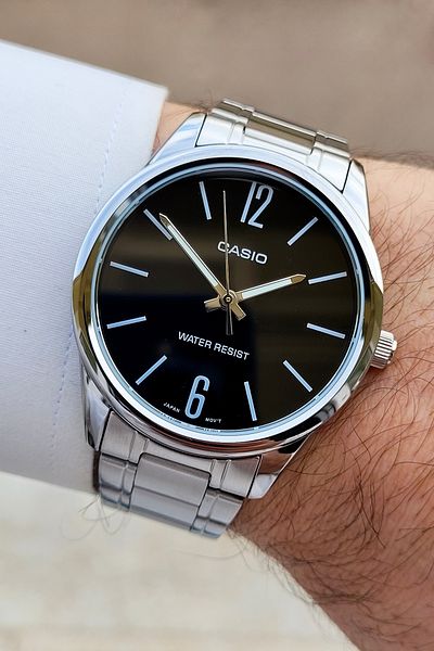 Casio ساعة يد رجالية باللون الأسود والرمادي مقاس 40 ملم