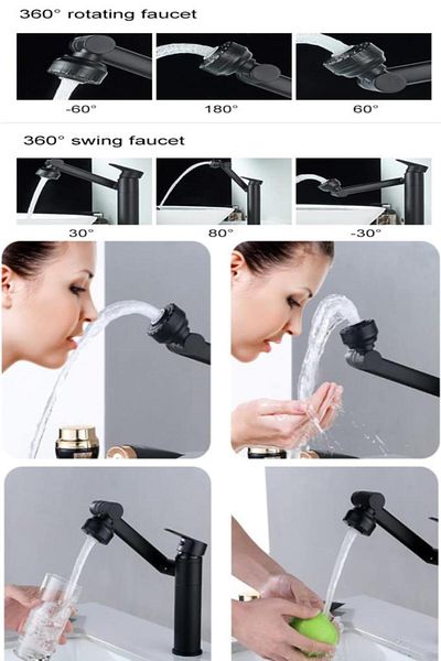 optana Robotic Movable Modern Design Swivel Dish Sink - Long Headed Kitchen Bathroom Faucet