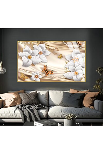 Harika bir ev HARİKABİREV | MODEL CU FLORI AURII CREAM-GOLD | TABLĂ DE STICLĂ...