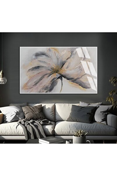 Harika bir ev HARİKABİREV | FORMĂ ABSTRACTĂ DE FLORI GRAY-GOLD SOFT | TABLO D...
