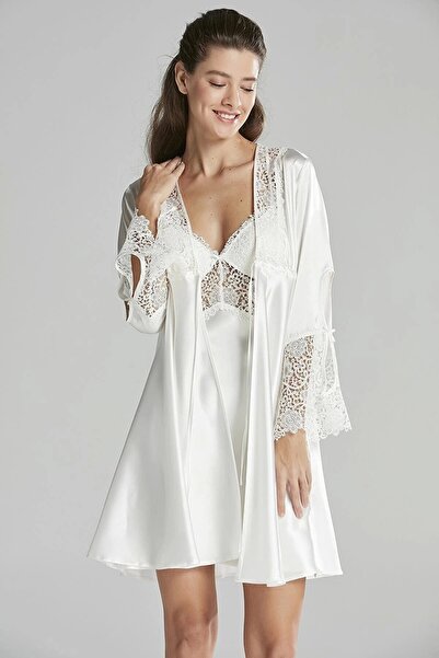 Pierre Cardin Piere Carrdin Dantel Detaylı Kısa Gecelikli 6'lı İpek Set