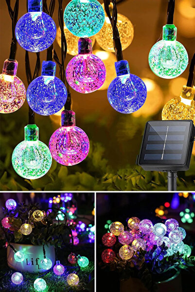 PASACO 10 Metre 80 Top Güneş Enerjili Solar Led Işık Dekoratif Rgb Yılbaşı Ba...