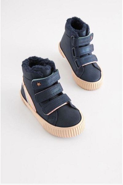 Next Rainbow Patterned Fleece Lined Navy Blue Boots