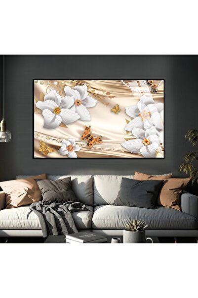 Harika bir ev HARİKABİREV | MODEL CU FLORI AURII CREAM-GOLD | TABLĂ DE STICLĂ...