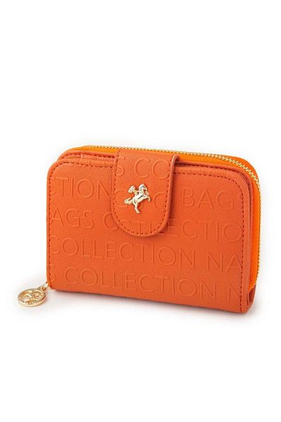 Nas Bag Women's Medium Size Multi-Card Holder with Paper and Coin Use Cz003 Orange Gofraj