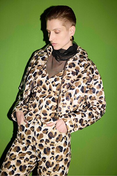 Berr-ın Коротка куртка-бомбер з кавовим візерунком