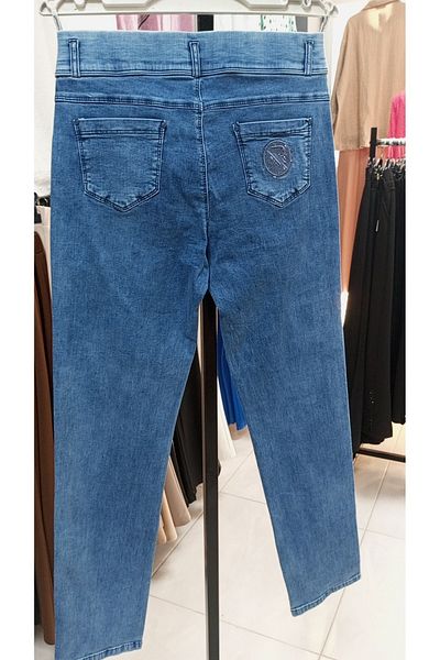 AKŞEN GİYİM Blugi de damă, mărimi mari, elastici, cu talie înaltă, din denim, din lycra, pantaloni de blugi albaștri