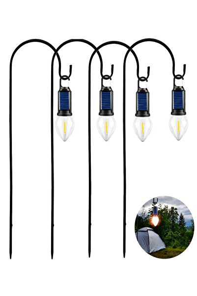 4Pcs Rechargeable Solar Solar Garden Lamp 3 Modes Light Smart Led Rustic Lantern with 1.15 Mt Stand
