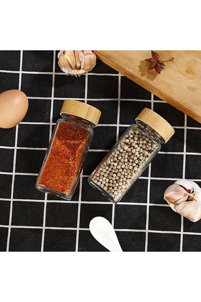 çeçem ticaret 2-Piece Covered Square Formed Babu Glass Spice Rack Set