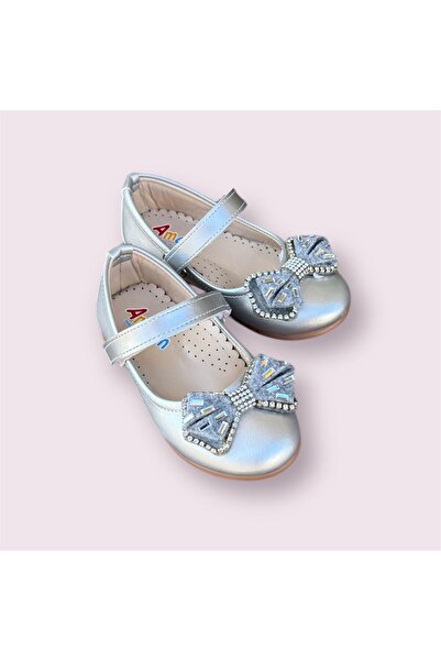 Amarin kız bebek  gümüş taşlı kurdelalı rahat taban hafif bantlı babet
