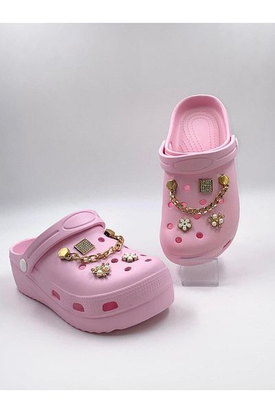Babetty Soft Sole Stylish Rhinestone Chain Slippers - Beach, Pool, Garden, Sea