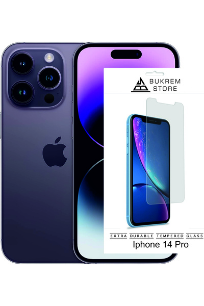 Store iPhone 14 Pro Compatible Full Coverage Clear Shatterproof Tempered Glas...